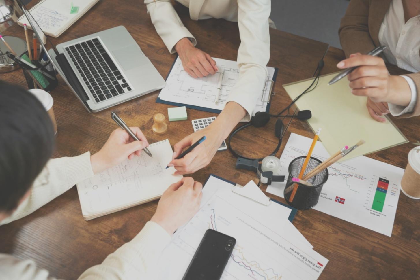 Business strategy session with financial analysis